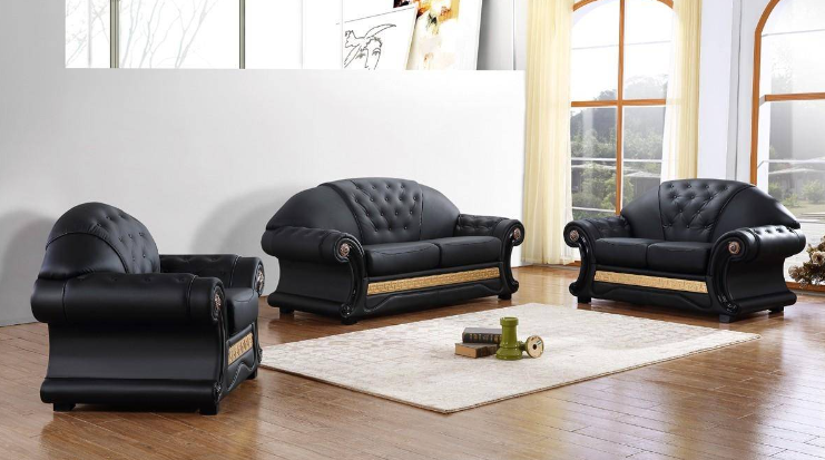 Divani Casa Cleopatra Traditional Leather Sofa Set