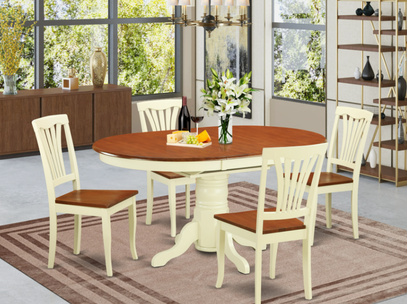East West Furniture Butterfly Leaf Oval Dining Table