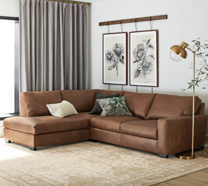 Pottery Barn Turner Square Arm Leather Sectional