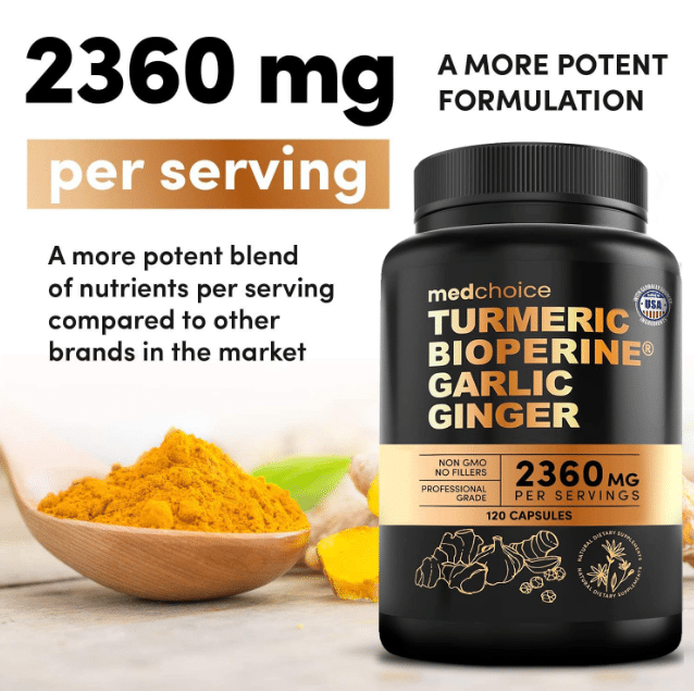 4-in-1 Turmeric and Garlic Supplements with BioPerine 2360 mg