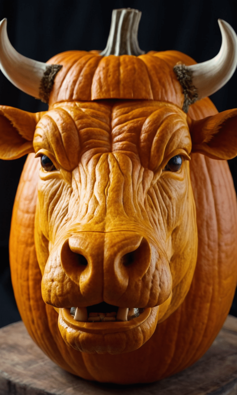 3D Cow Head Pumpkin Carving