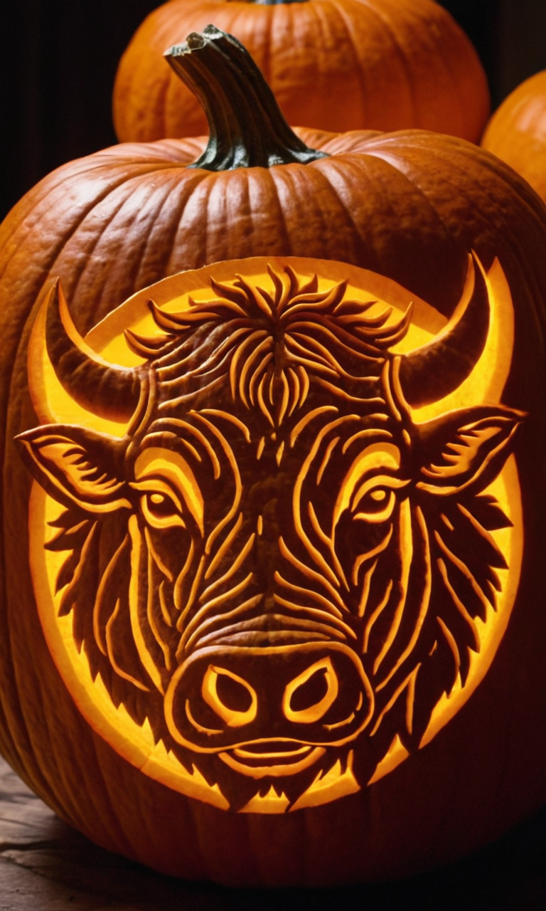 Classic Cow Face Pumpkin Carving