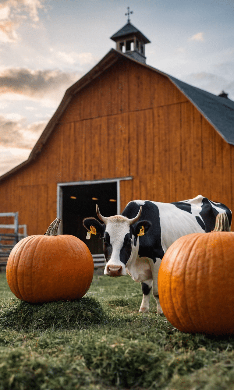 Cow and Barn Scene Pumpkin