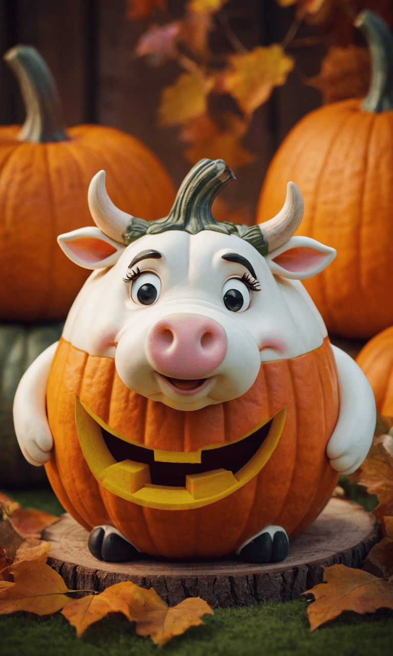 Cute Cartoon Cow Pumpkin